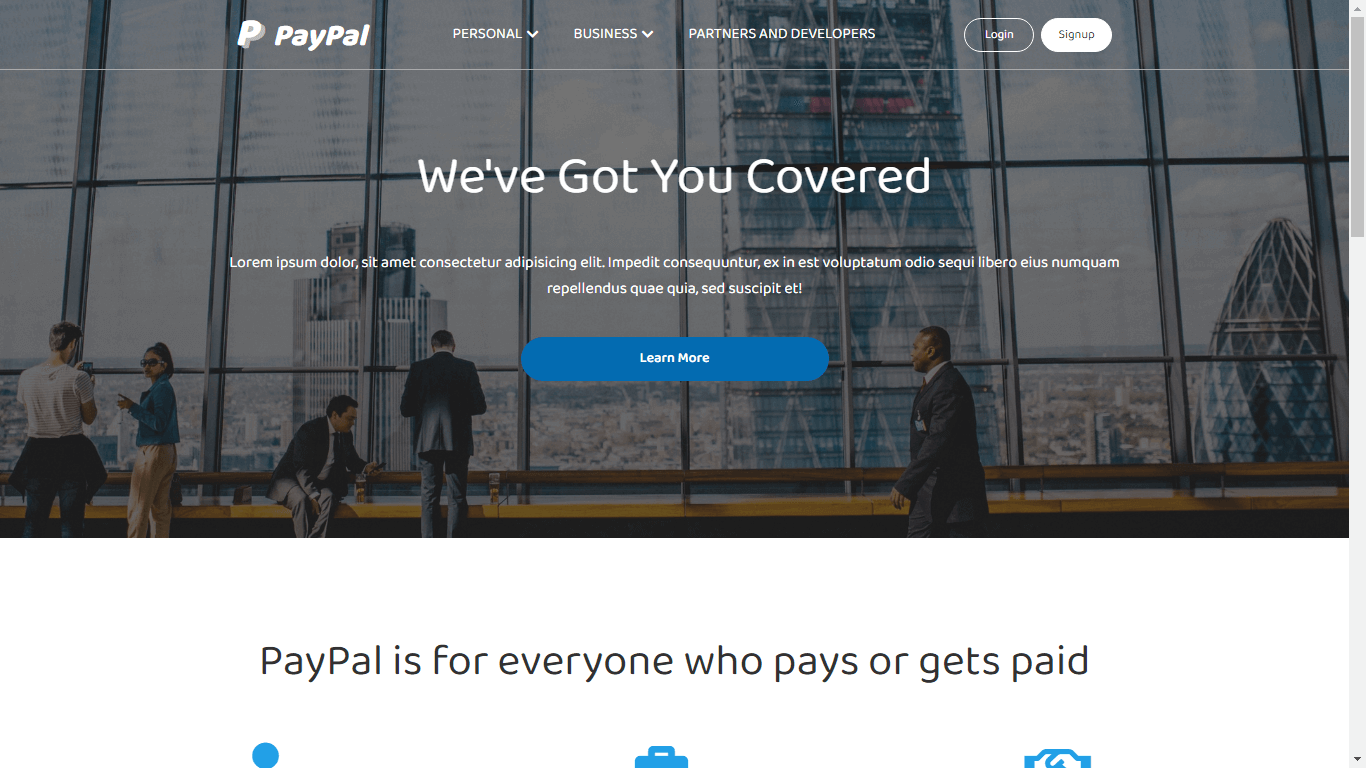 PayPal-style Banking Demo screenshot