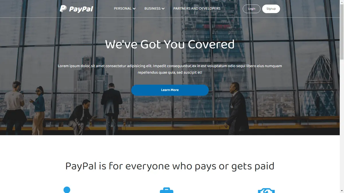 PayPal-style Banking Demo screenshot